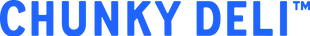 Chunky Deli TM logo Blue font on a transparent background