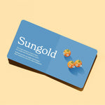 Open page of the 'Little Book of Tomatoes' board book titled featuring an illustration of Sungold tomatoes with a playful rhyme on an blue background. Chunky Deli product image.