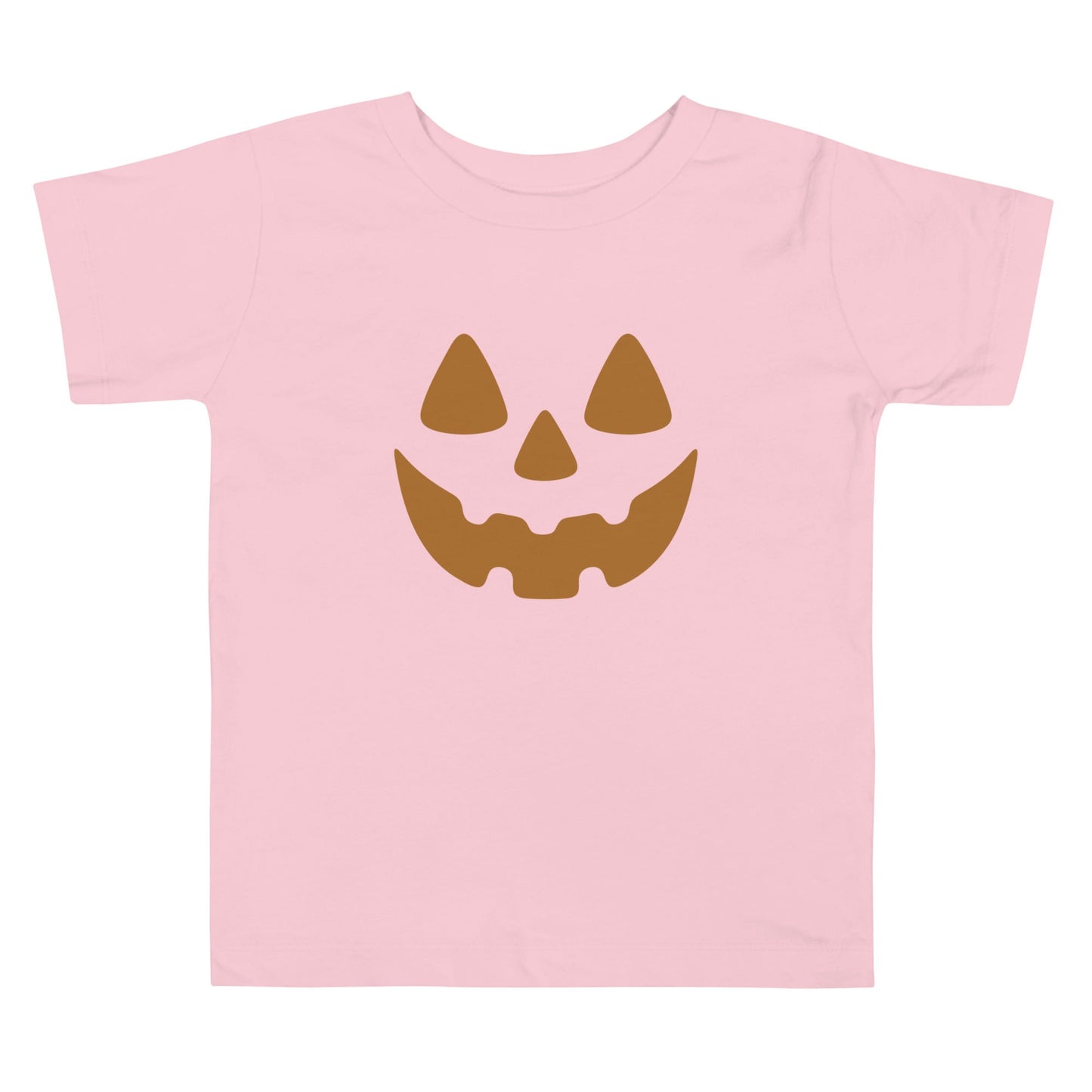 Chunky Deli product image: Pink "Pumpkin Smile" kids' t-shirt with a festive jack-o'-lantern face design for Halloween.