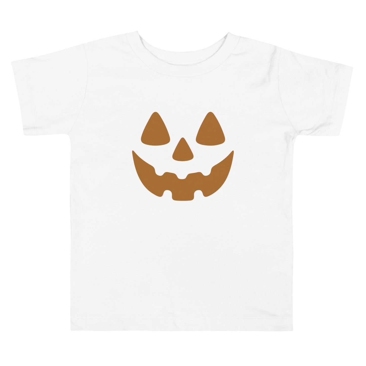 Chunky Deli product image: White "Pumpkin Smile" kids' t-shirt with a festive jack-o'-lantern face design for Halloween.