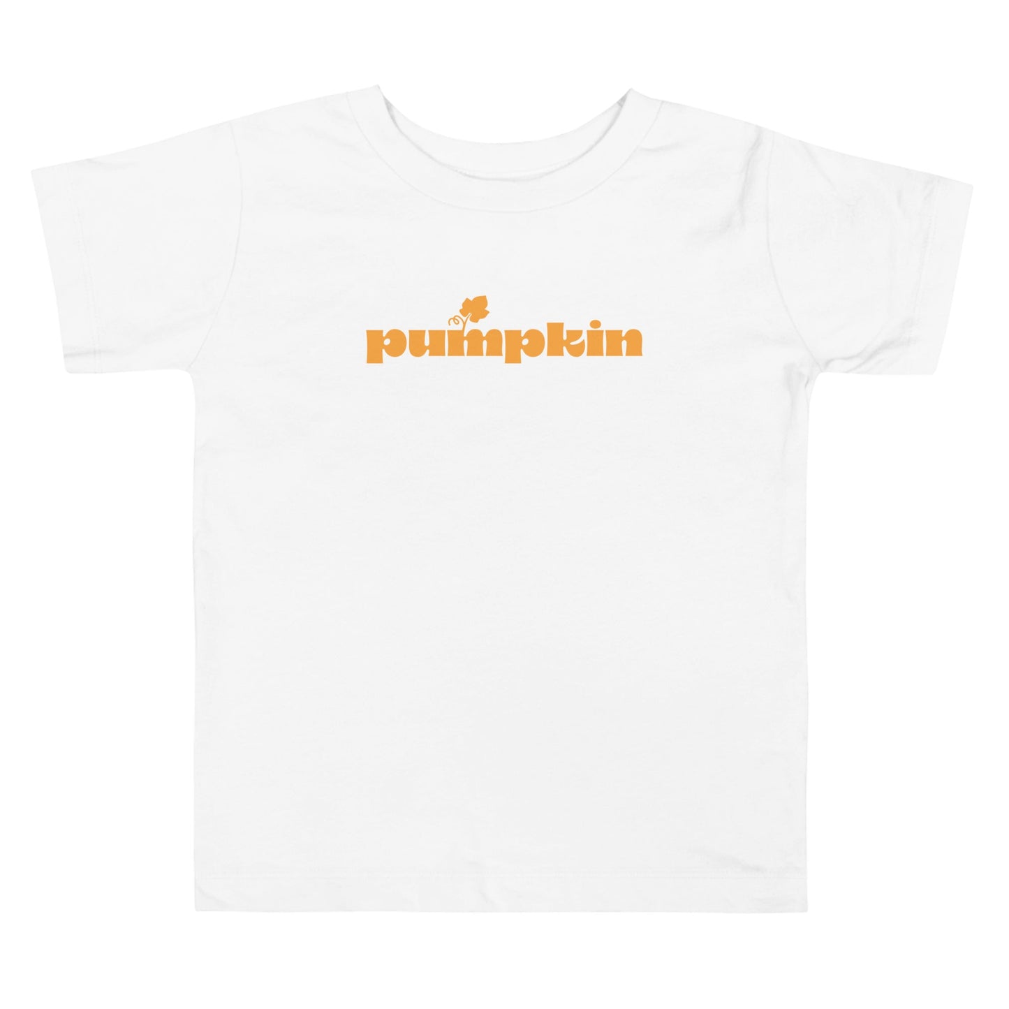 Chunky Deli product image: White "Pumpkin" toddler t-shirt with short sleeves. The text "Pumpkin" is printed in orange across the front.