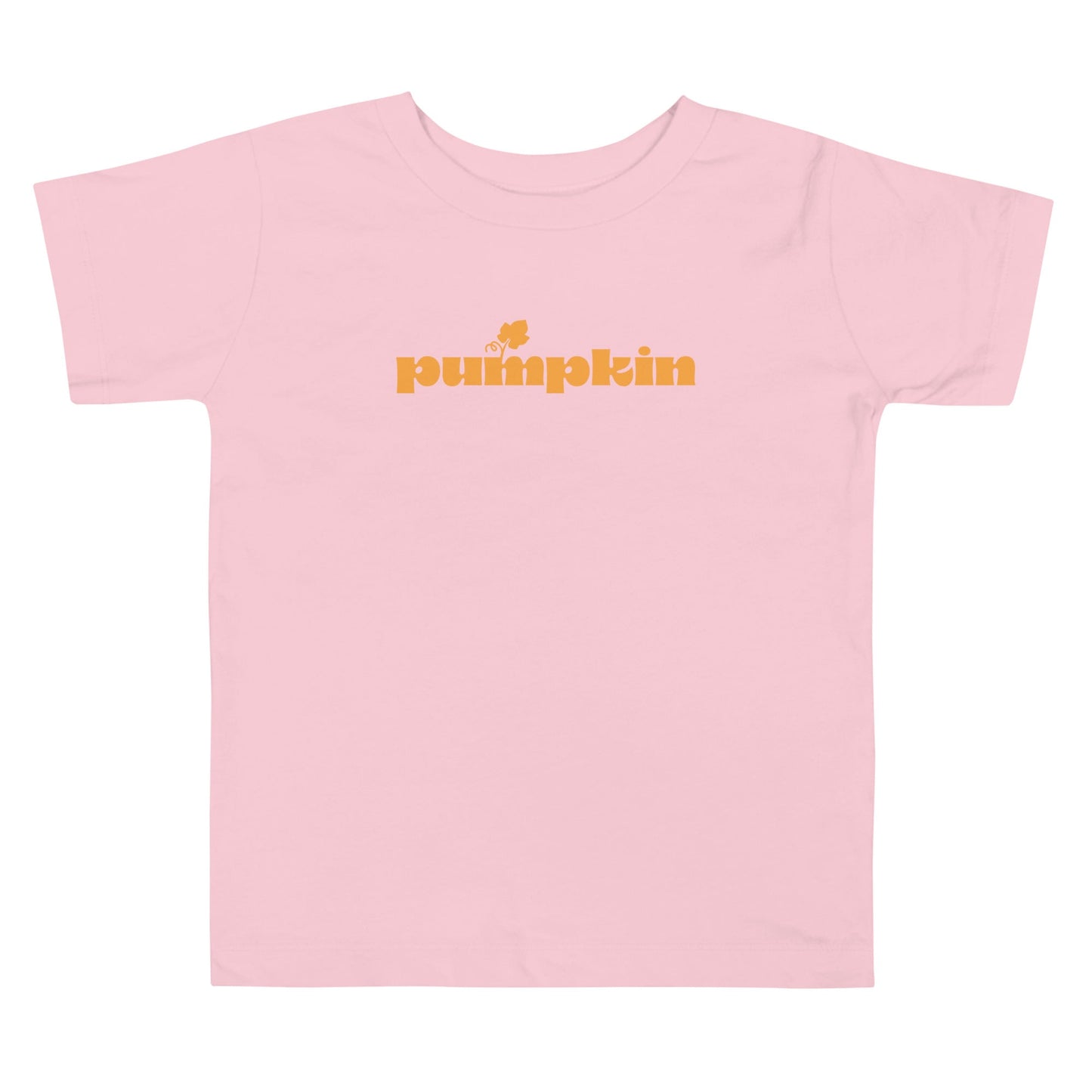 Chunky Deli product image: Pink "Pumpkin" toddler t-shirt with short sleeves. The text "Pumpkin" is printed in orange across the front.