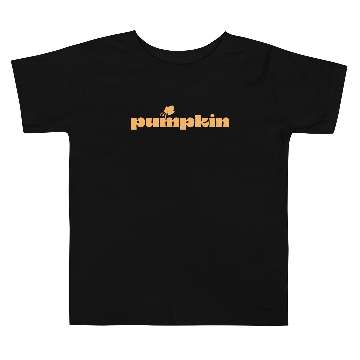 Chunky Deli product image: Black "Pumpkin" toddler t-shirt with short sleeves. The text "Pumpkin" is printed in orange across the front.