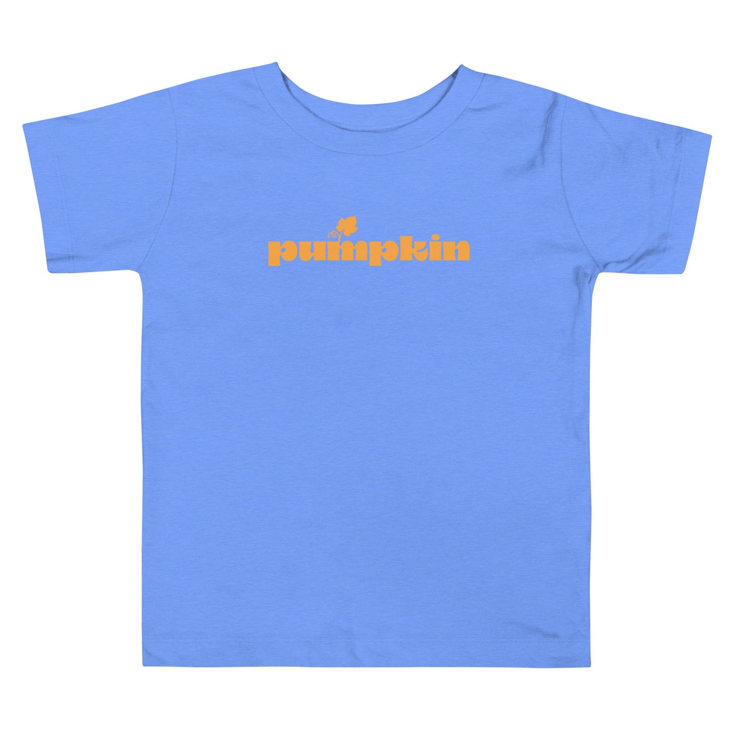 Chunky Deli product image: Blue "Pumpkin" toddler t-shirt with short sleeves. The text "Pumpkin" is printed in orange across the front.