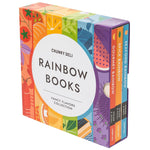 Chunky Deli "Fancy Flavors Collection" featuring a set of five small hardcover books by Steuter & Sicoli, Krol & Steuer, and Chunky Deli, including "Spice Rainbow," "Gourmet Rainbow," and "Seafood Rainbow," presented in a colorful slipcase with a rainbow