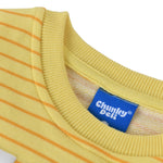 Better with Butter Kids Crewneck Sweater with bright yellow stripes from Chunky Deli, made of 100% cotton, soft fabric.