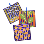 Chunky Deli product image of set of three colorful cloths with fish, leafy greens, and lemons on a white background