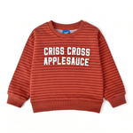 Criss Cross Applesauce Kids Crewneck Sweater in Red with stripes, 100% Cotton, soft, by chunky deli