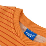 Fish Sticks Kids Crewneck Sweater featuring Chunky Deli brand label and vibrant orange stripes.
