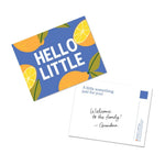 Chunky Deli Gift Note Add-On featuring a lemon inspired postcard that says 'Hello Little!' with a personalized message for a special occasion.
