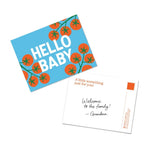 Chunky Deli Gift Note Add-On featuring a tomato inspired postcard that says 'Hello Baby!' with a personalized message for a special occasion.