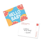Pastel blue "HELLO BABY" gift note card featuring Grapefruit illustrations, Chunky Deli.