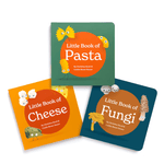 Chunky Deli product image: "Tasty Collection" showing the covers of the three included books: "Little Book of Pasta," "Little Book of Cheese," and "Little Book of Fungi," arranged on a white background.