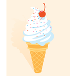Chunky Deli product image: Blank greeting card with a colorful illustration of an ice cream cone topped with whipped cream and a cherry, perfect for adding a personal message.