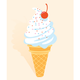 Chunky Deli product image: Blank greeting card with a colorful illustration of an ice cream cone topped with whipped cream and a cherry, perfect for adding a personal message.