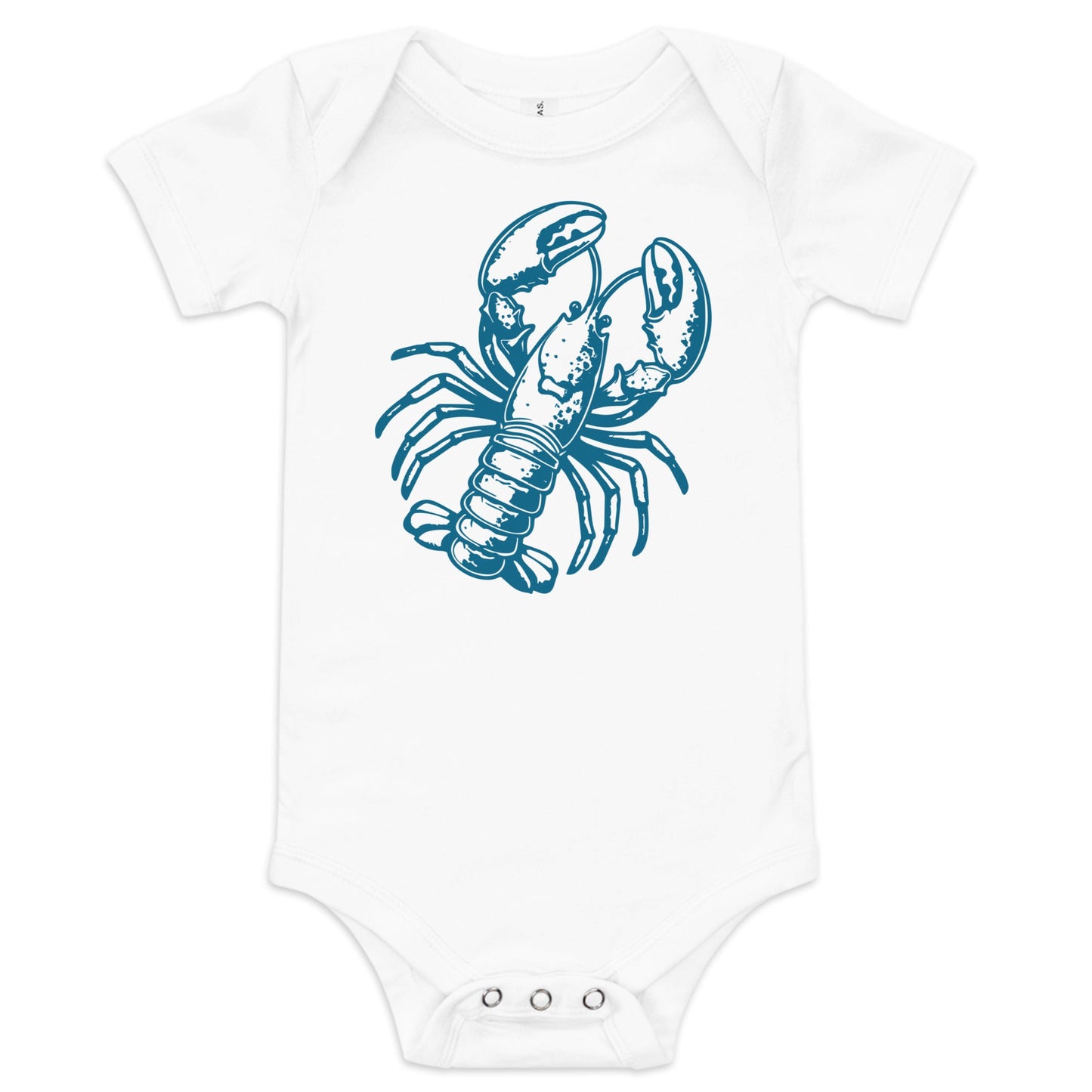 Chunky Deli product image: Natural-colored Lobster onesie, 100% cotton with envelope shoulders and three-snap closure, laid flat on a white background.