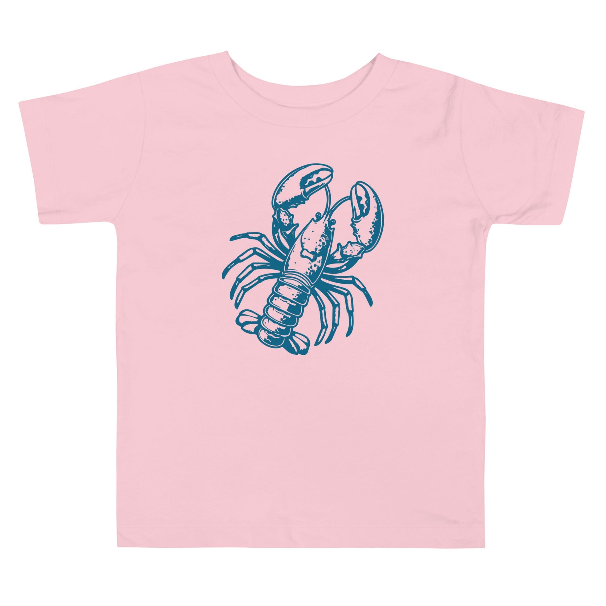 Chunky Deli product image: Pink-colored Lobster kids and toddler t-short 100% cotton laid flat on a white background.