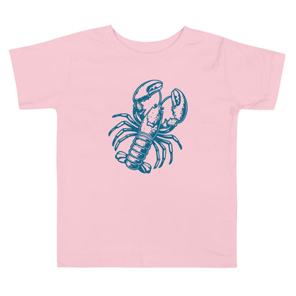 Chunky Deli product image: Pink-colored Lobster kids and toddler t-short 100% cotton laid flat on a white background.