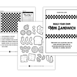 Chunky Deli product image: The Mini Sandwich Printable, a free printable available on the Chunky Deli website. It features outlines of sandwich ingredients that users can color, cut, and stack to create a pretend sandwich.