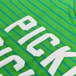 Pickles Kids Crewneck Sweater design featuring soft green stripes, ideal for kids' casual wear.
