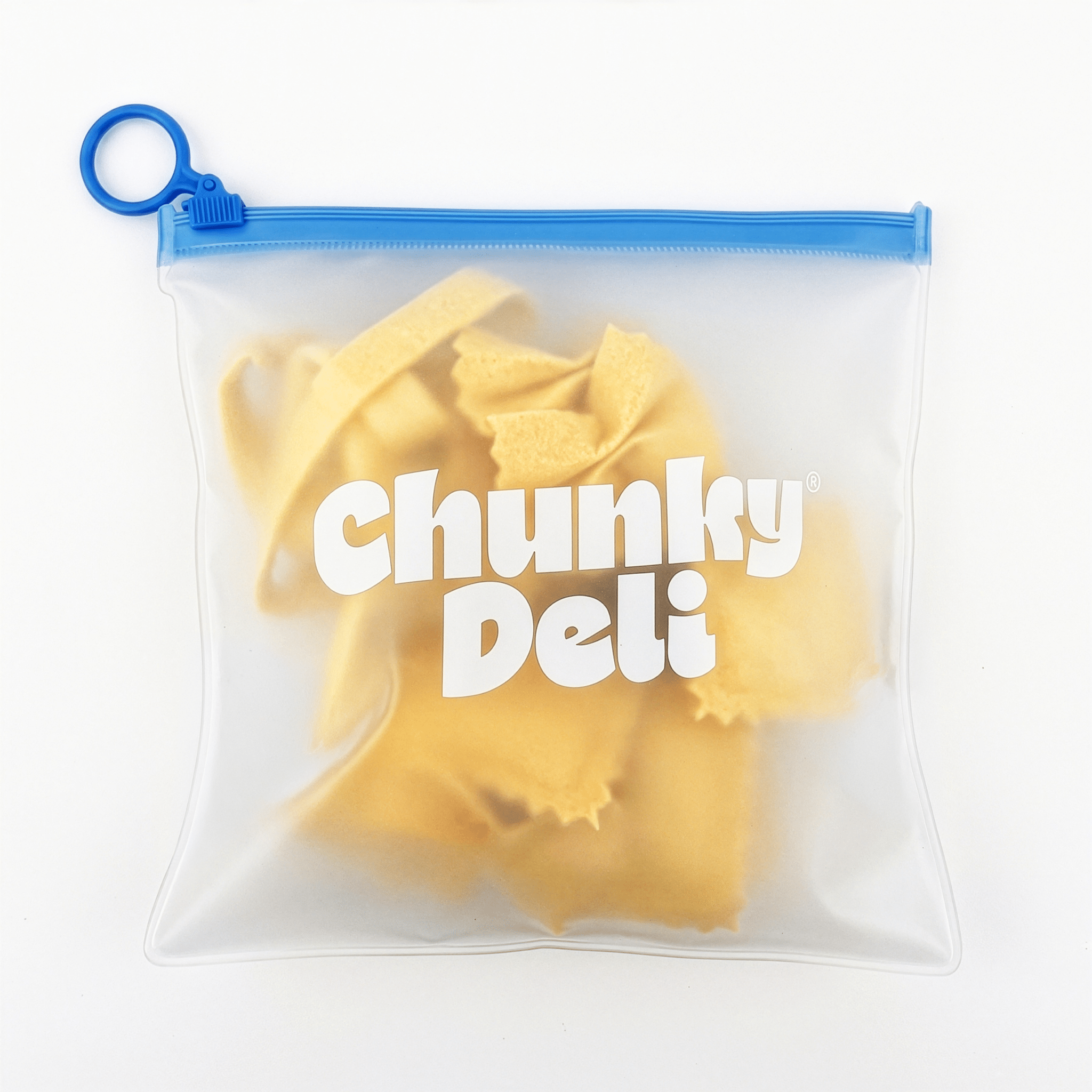 Chunky Deli product image of the Play Pasta Felt Set in a Plastic bag with the Chunky Deli Logo on a white background.