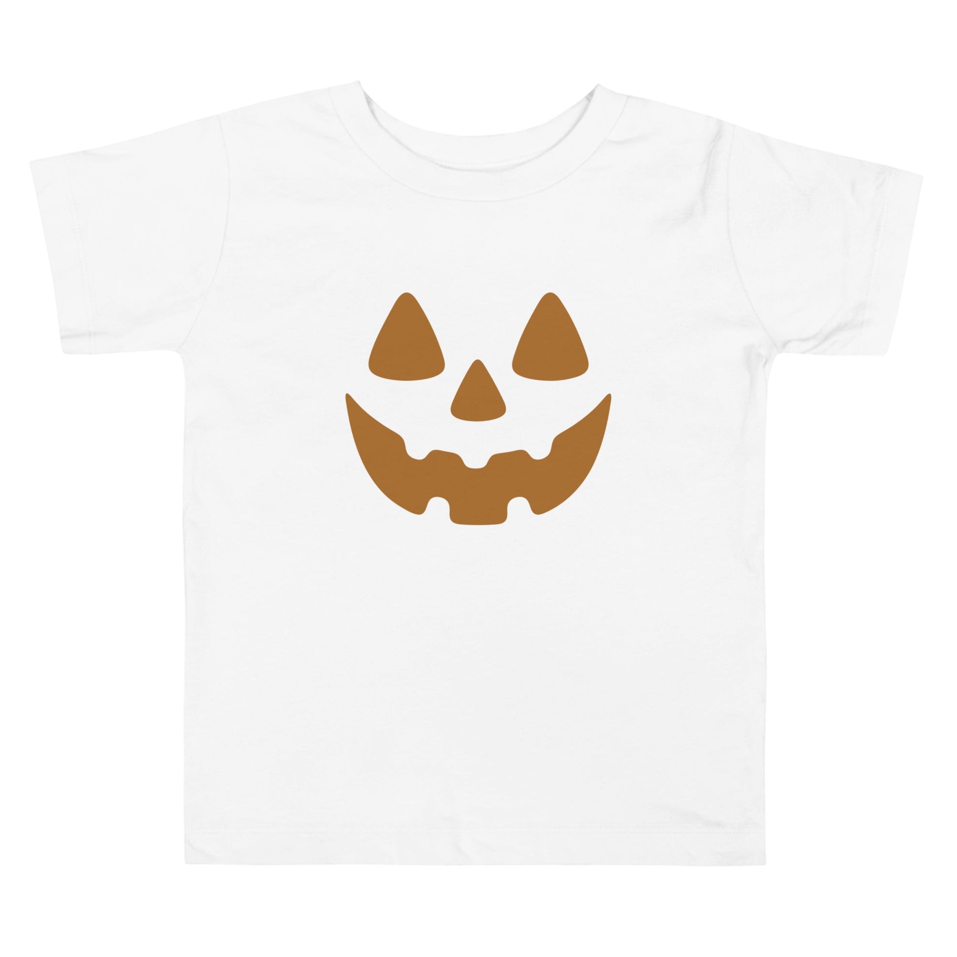 Chunky Deli product image: White "Pumpkin Smile" kids' t-shirt with a festive jack-o'-lantern face design for Halloween.