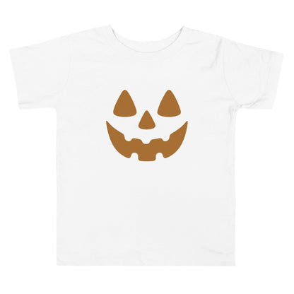 Chunky Deli product image: White "Pumpkin Smile" kids' t-shirt with a festive jack-o'-lantern face design for Halloween.
