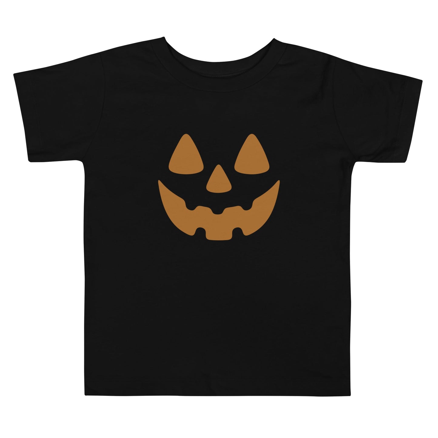 Chunky Deli product image: Black "Pumpkin Smile" kids' t-shirt with a festive jack-o'-lantern face design for Halloween.