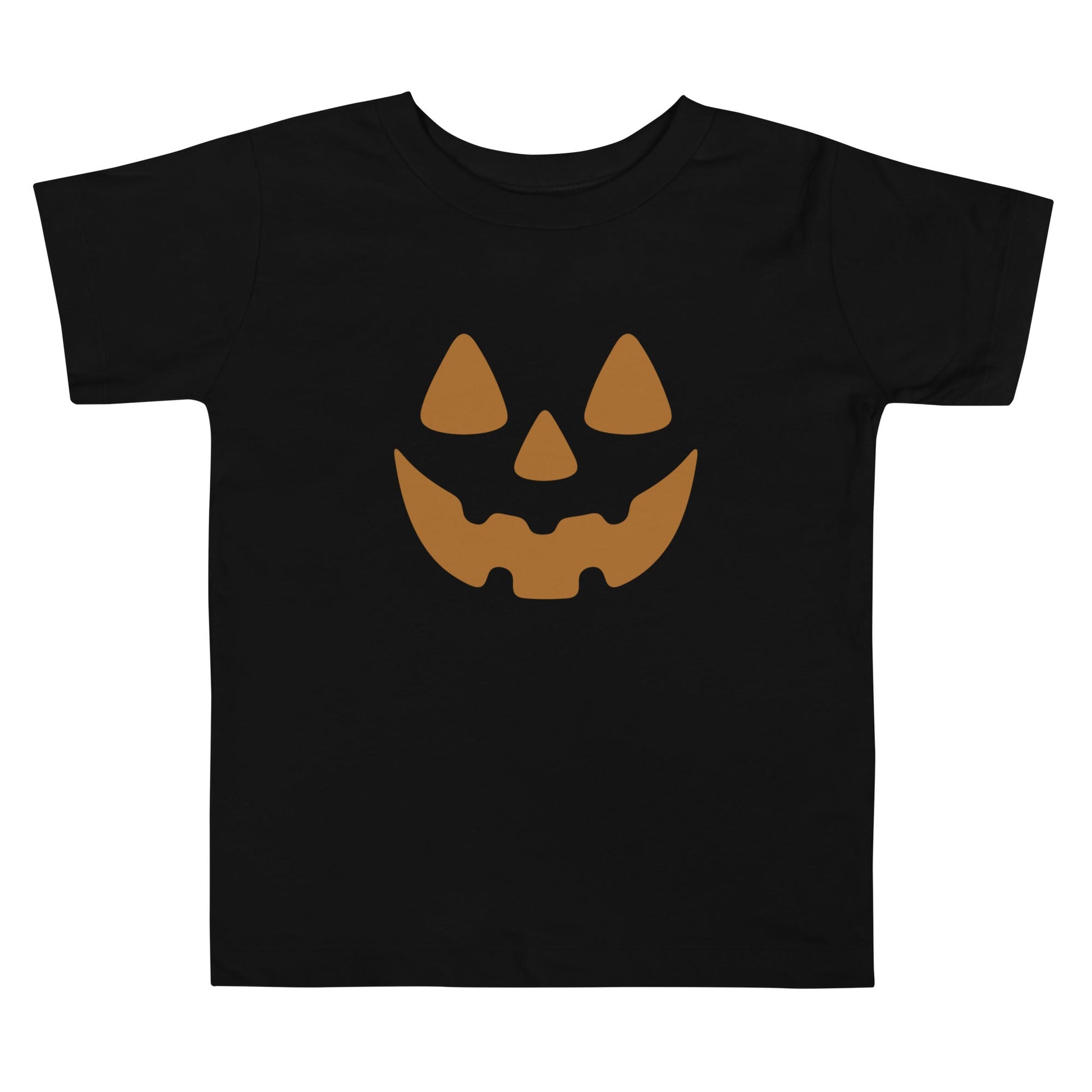 Chunky Deli product image: Black "Pumpkin Smile" kids' t-shirt with a festive jack-o'-lantern face design for Halloween.