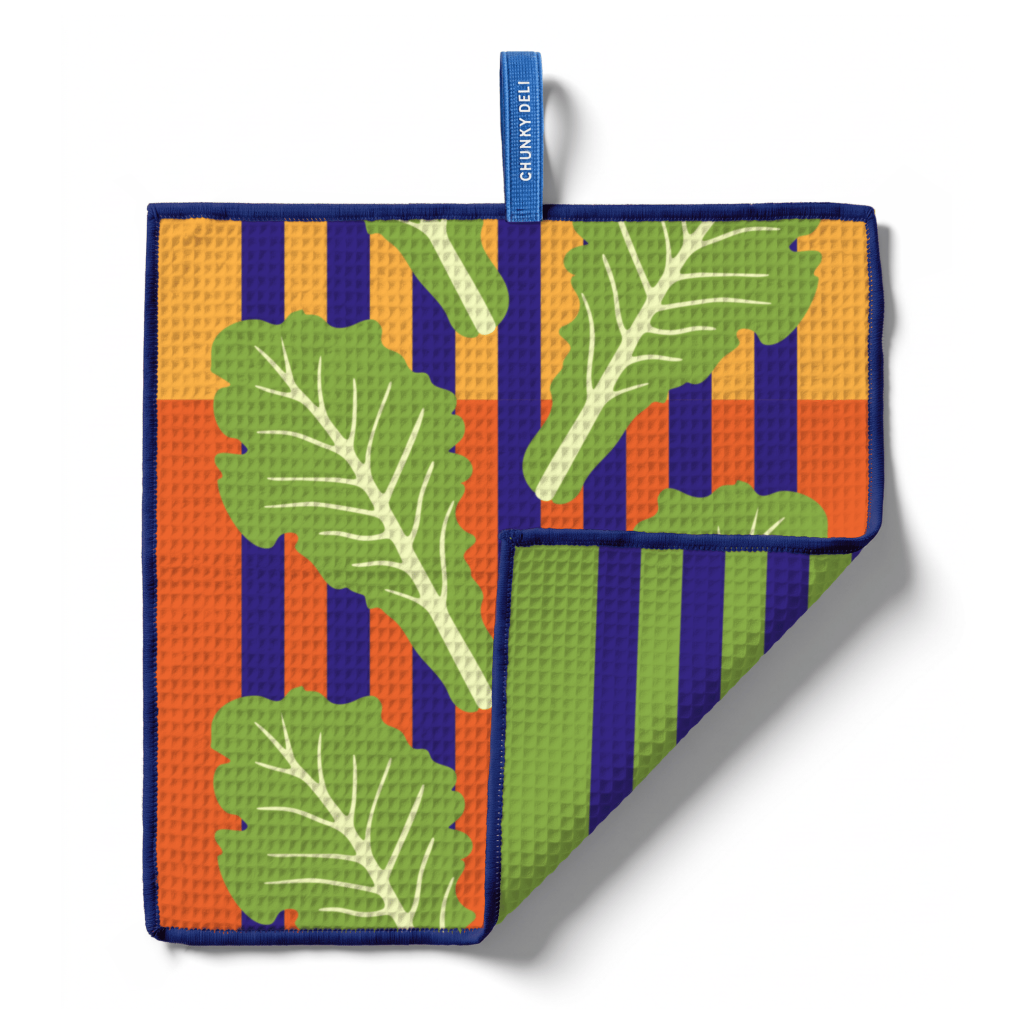 Chunky Deli product image of a colorful kitchen towel with leaf pattern on a white background