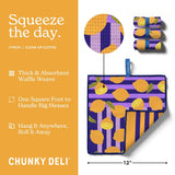 Chunky Deli squeeze the daycleaning cloths with packaging and features on a yellow background